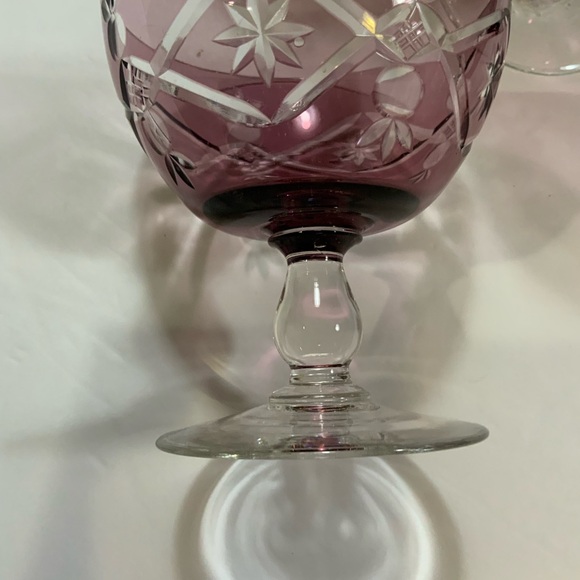 Sherbets Amethyst Purple Cut to Clear Set Lot 3 Glass Vintage - Picture 5 of 5